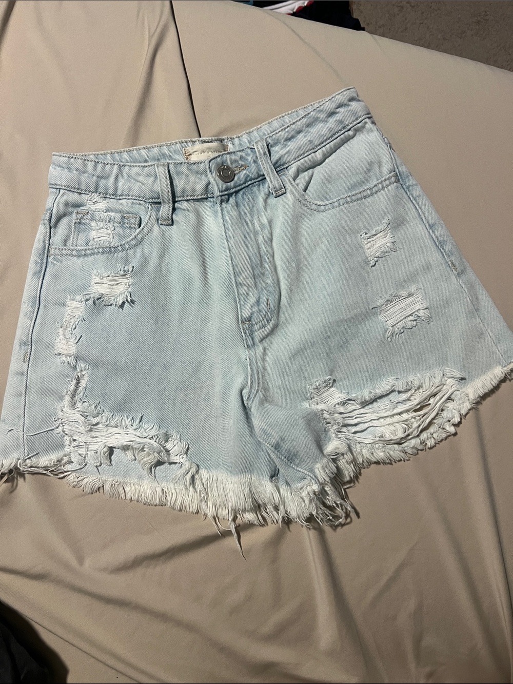 Altar'd State Pale Blue Ripped Denim Cutoff Shorts